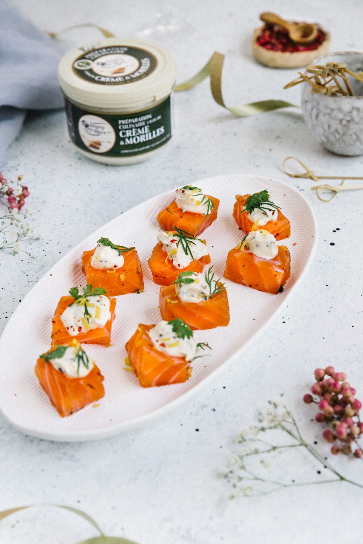 Image mise en avant illustrant la recette "Diced gravlax salmon