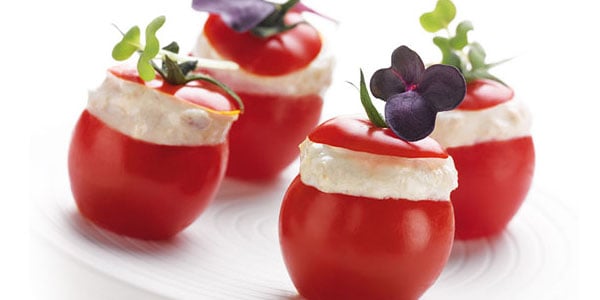 Image de cover représentant la page "Tomates cerise farcies au fromage frais" de la société d'Isigny-Sainte-Mère