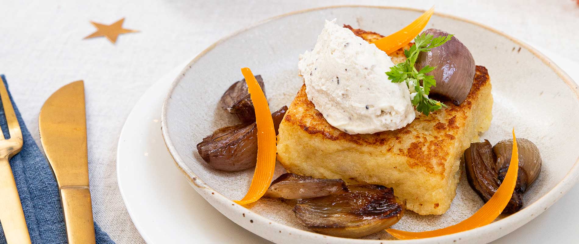Pain perdu salé à la Crème & Morilles Isigny Sainte-Mère